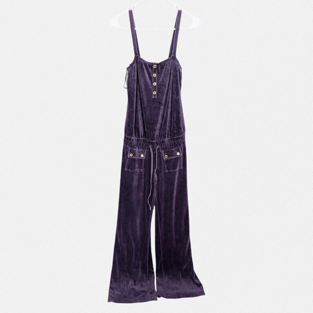 Y2K Juicy‎ Couture Velour P Jumpsuit Romper Overall One Piece Wide Leg Purple